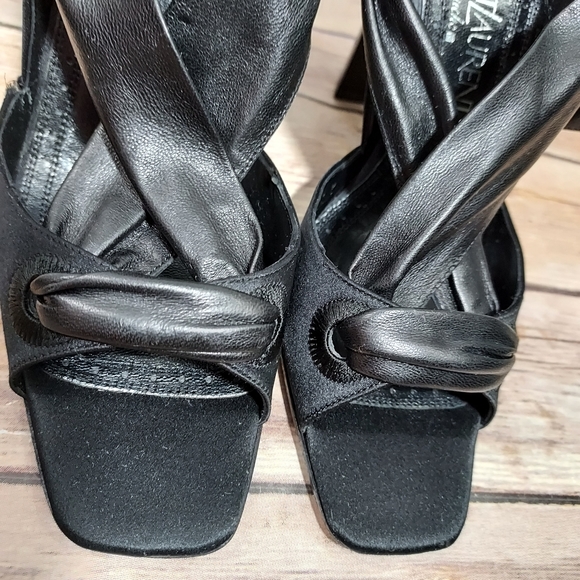Yves Saint Laurent Rive Gauche black peep toe heels 36.5 - Picture 9 of 16